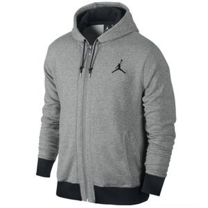 Nike Air Jordan All Around FZ Hooded Zip Front Gray Black Jacket Medium